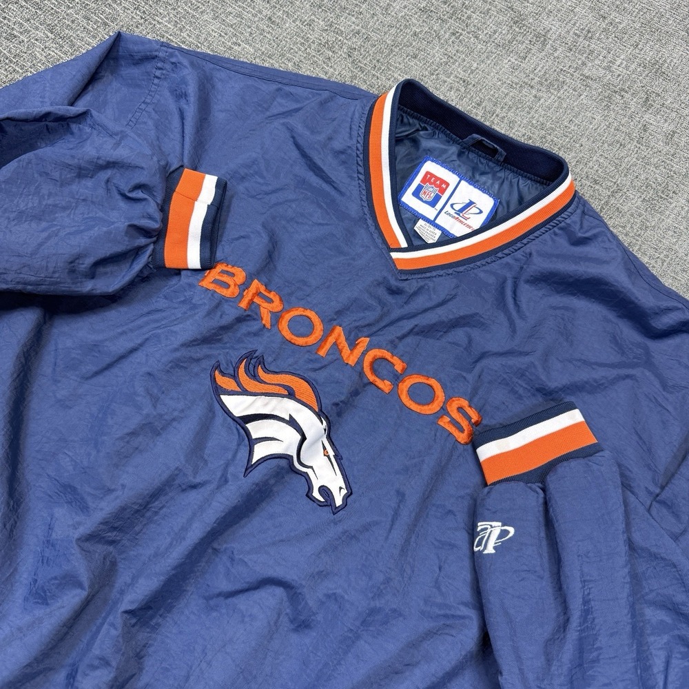 Vintage Denver Broncos Windbreaker Jacket Men's XL Blue Logo Athletic NFL